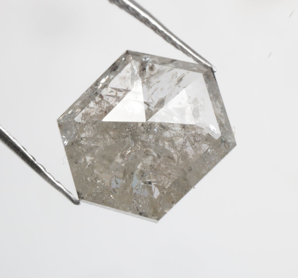 Thumbnail: 1.98 CT 9.9 X 7.6 MM Hexagon cut Natural Salt and Pepper Diamond for Jewelry