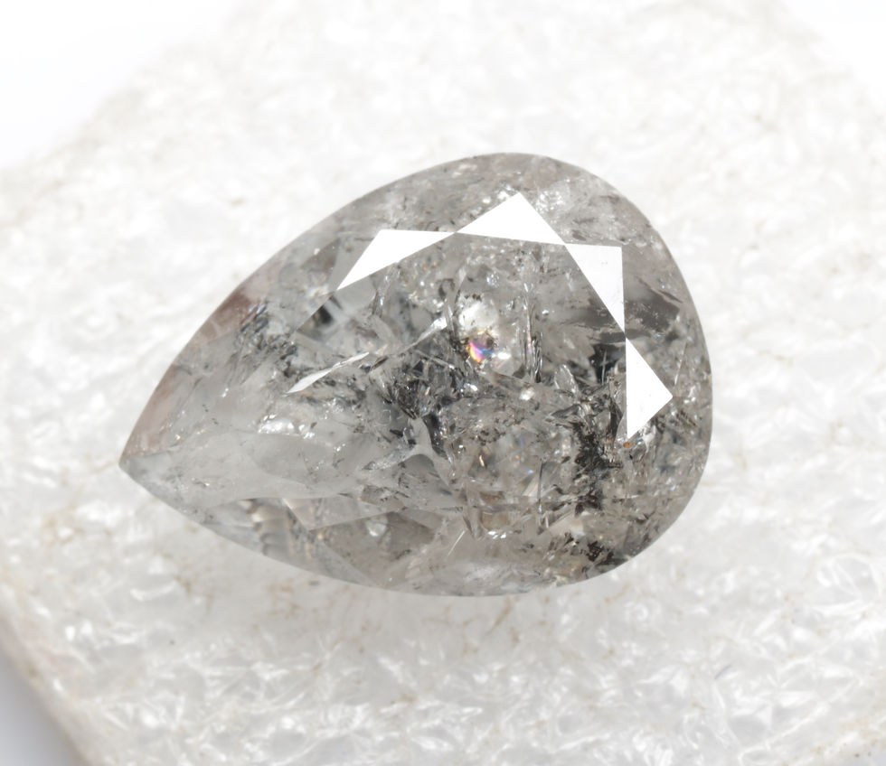 Thumbnail: 3 carat Natural Salt and pepper Pear cut Diamond for Pear Ring Gift