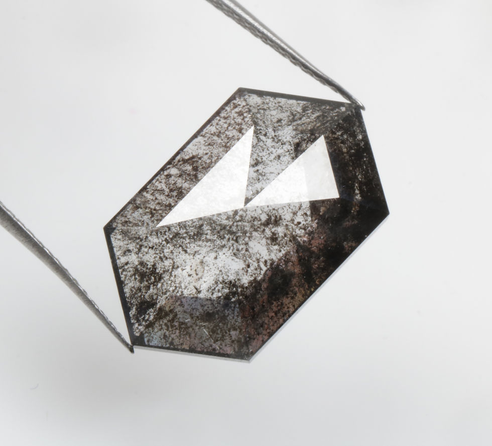Thumbnail: 8.08 CT 17.8 X 10.5 MM Natural Hexagon Cut Salt and Pepper Diamond Black color