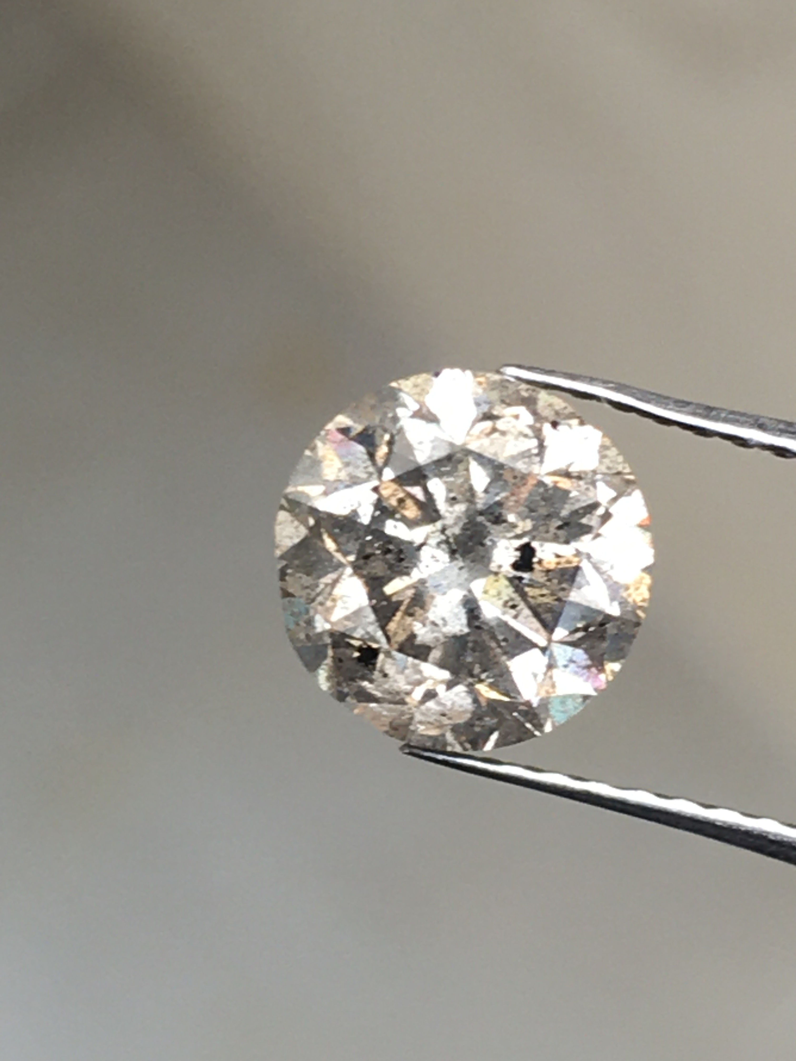 1.56 CT 7.0 MM Natural Salt and Pepper Round Cut Brilliant cut Diamond