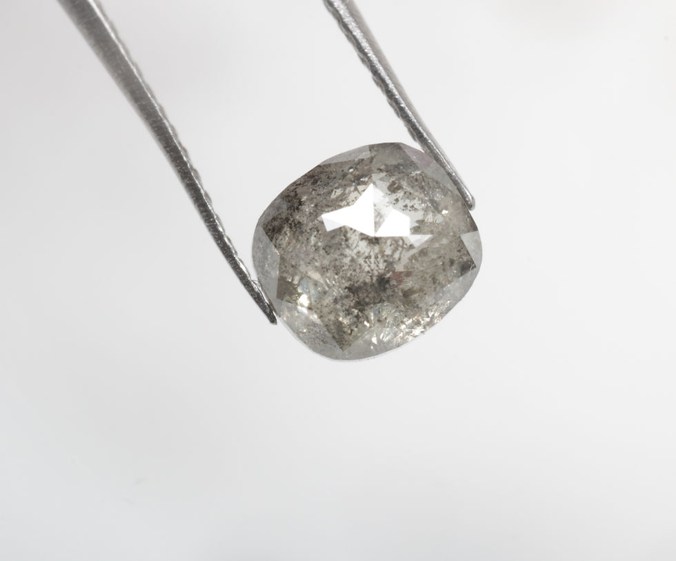 Thumbnail: 1.12 CT 5.9 X 5.4 MM Natural Salt and Pepper Cushion cut Diamond, Black color