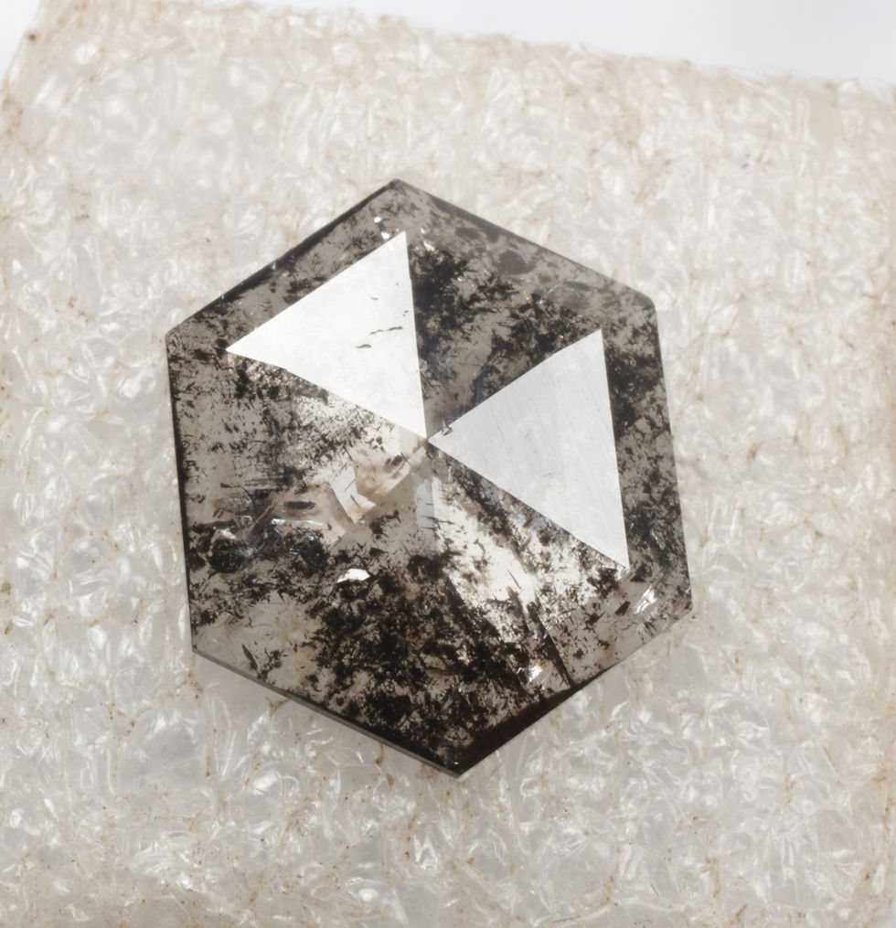 Thumbnail: 2.03 CT 12.7 X 10.2 MM Salt and Pepper Natural Loose Hexagon cut Diamond
