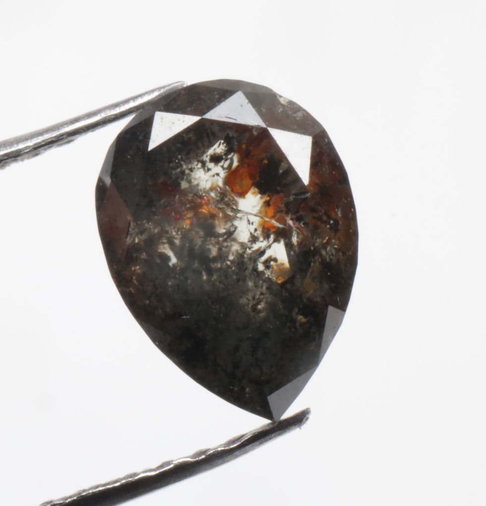 Thumbnail: 1.31 CT 7.3 X 5.4 MM Pear cut Natural salt and Pepper Diamond Fancy Black color