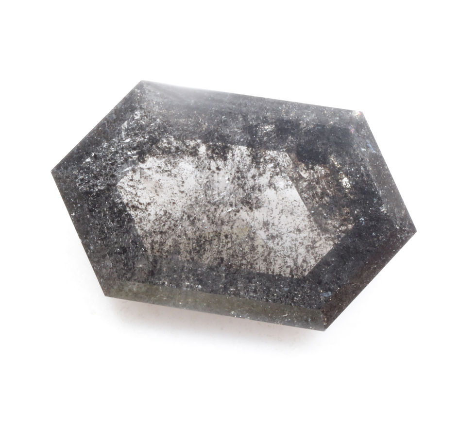 Thumbnail: 8.08 CT 17.8 X 10.5 MM Natural Hexagon Cut Salt and Pepper Diamond Black color