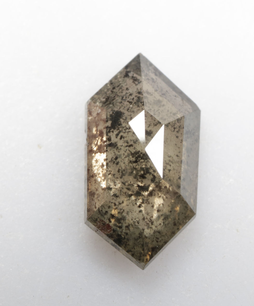 0.88 CT 9.0 X 4.8 MM Natural Hexagon Cut Salt and Pepper Diamond