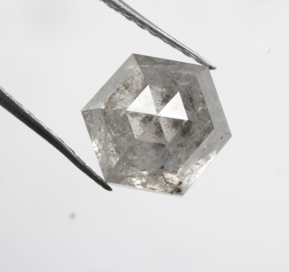 Thumbnail: 1.98 CT 7.8 X 6.7 MM Natural Hexagon Cut Loose Diamond White Grey color