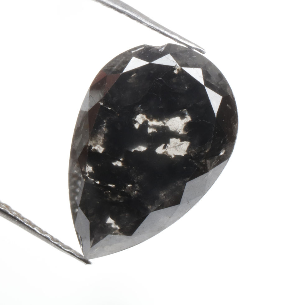 Thumbnail: 2.04 CT 13.1 X 8.7 MM Natural Pear cut Natural Full cut Diamond, Black color