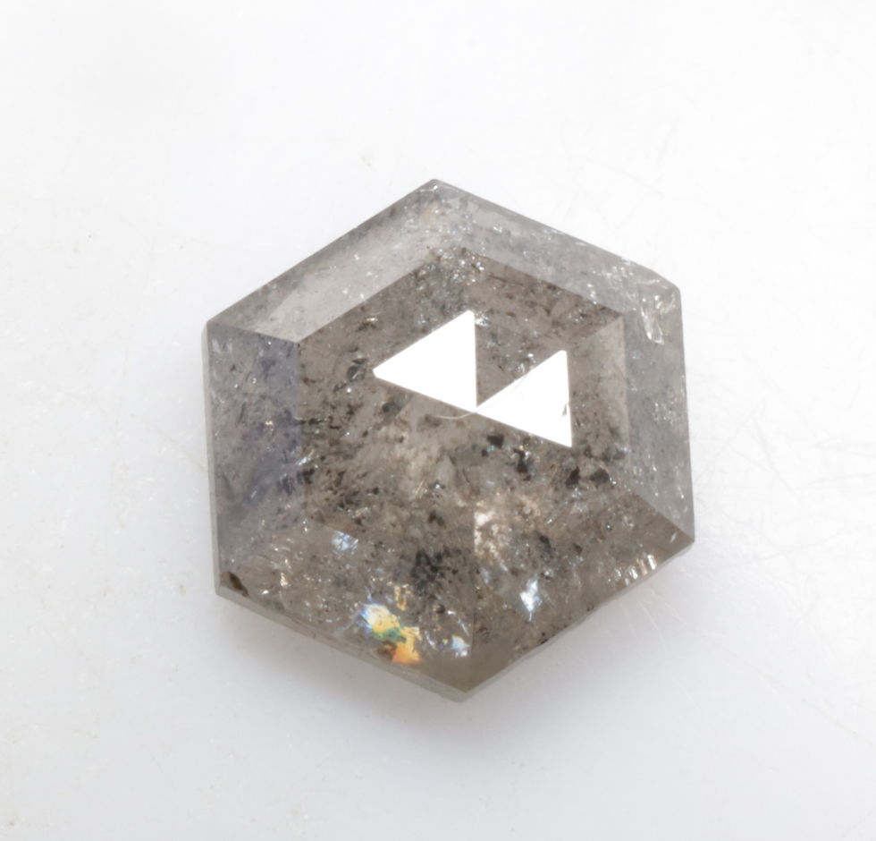 Thumbnail: 1.48 CT 8.4 X 6.9 MM Natural Hexagon Cut Salt and Pepper Diamond, Grey color