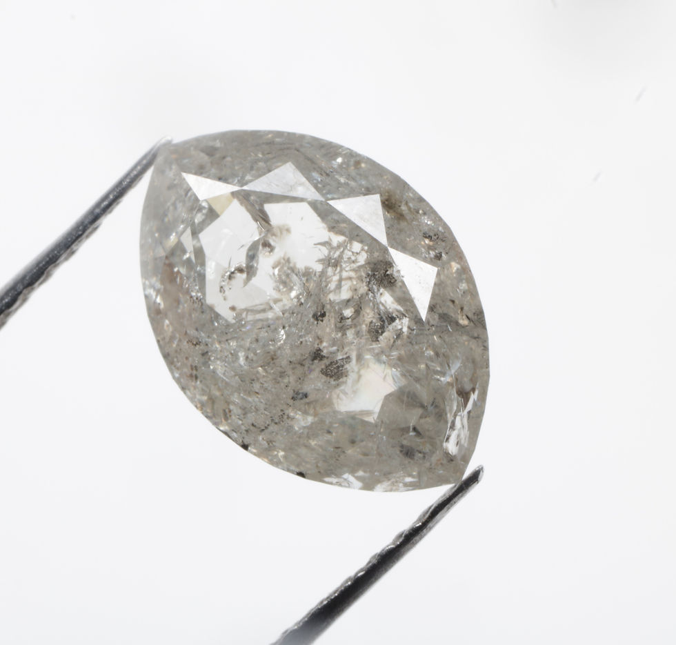 Thumbnail: 2.13 CT 10.1 X 7.1 MM Marquise Cut Natural Salt and Pepper Full cut Diamond