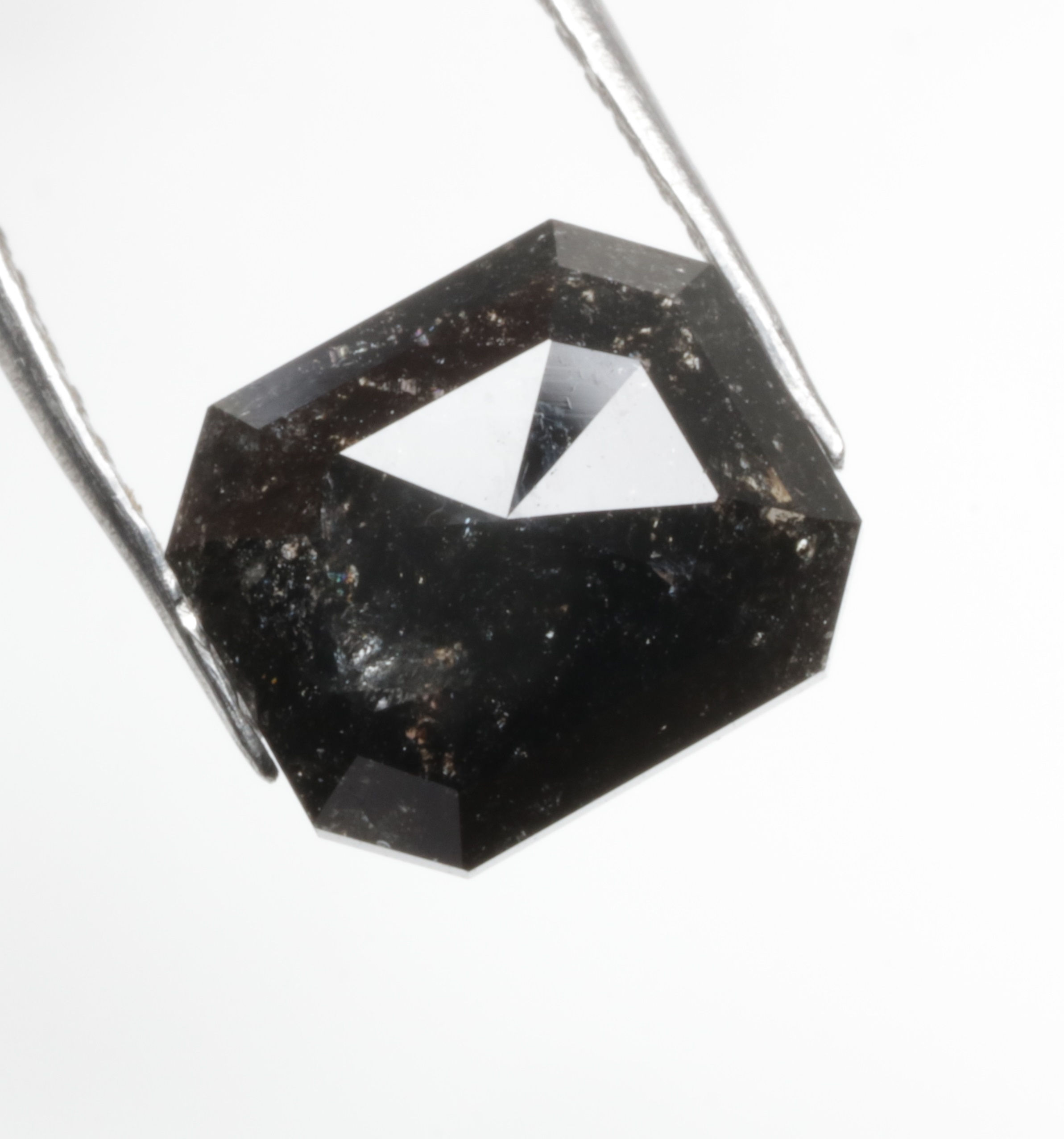 2.09 CT 7.8 X 6.8 MM Natural Salt and Pepper Emerald cut Diamond, Black color