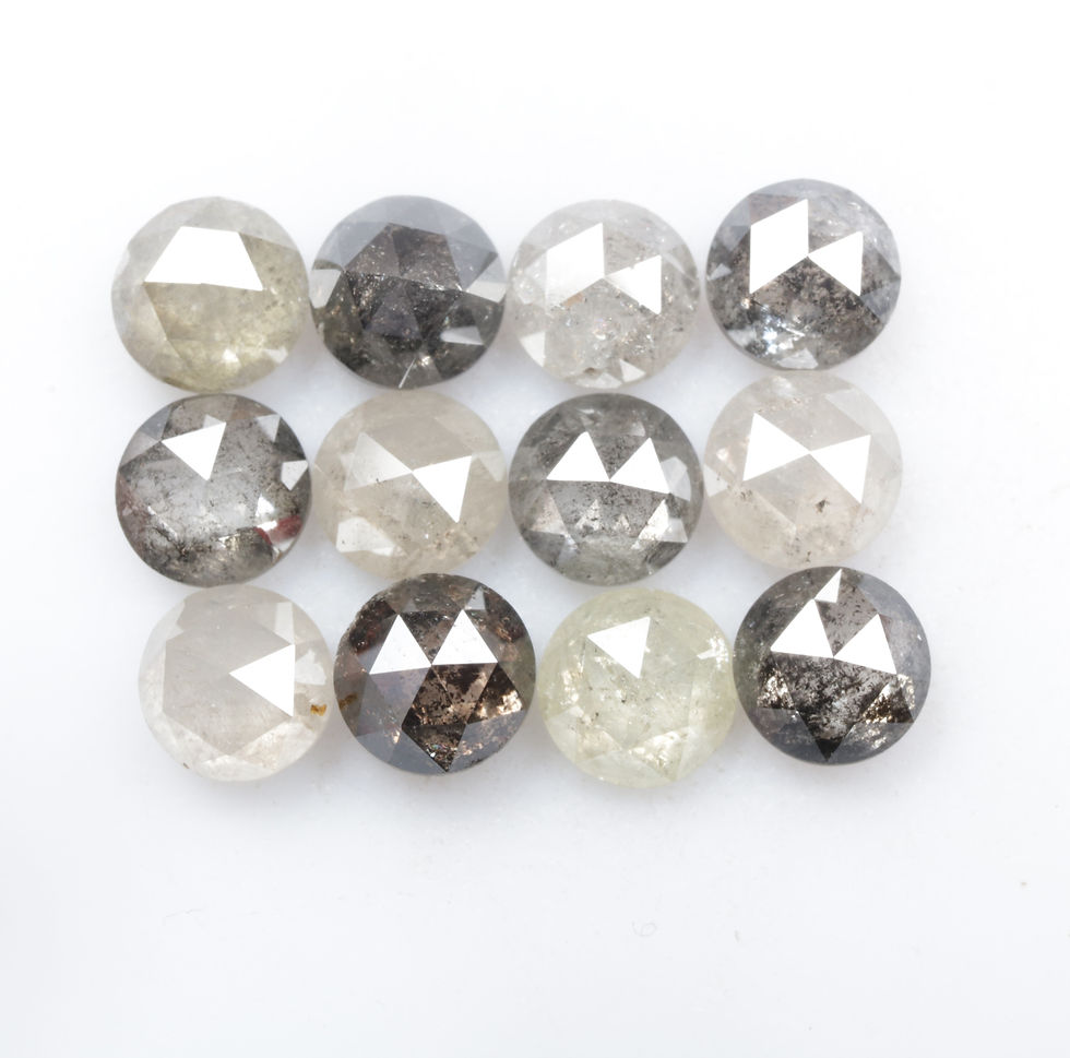 5.45 CT 4.5 MM Natural Loose Round Rose cut Diamond lot Black Grey Color