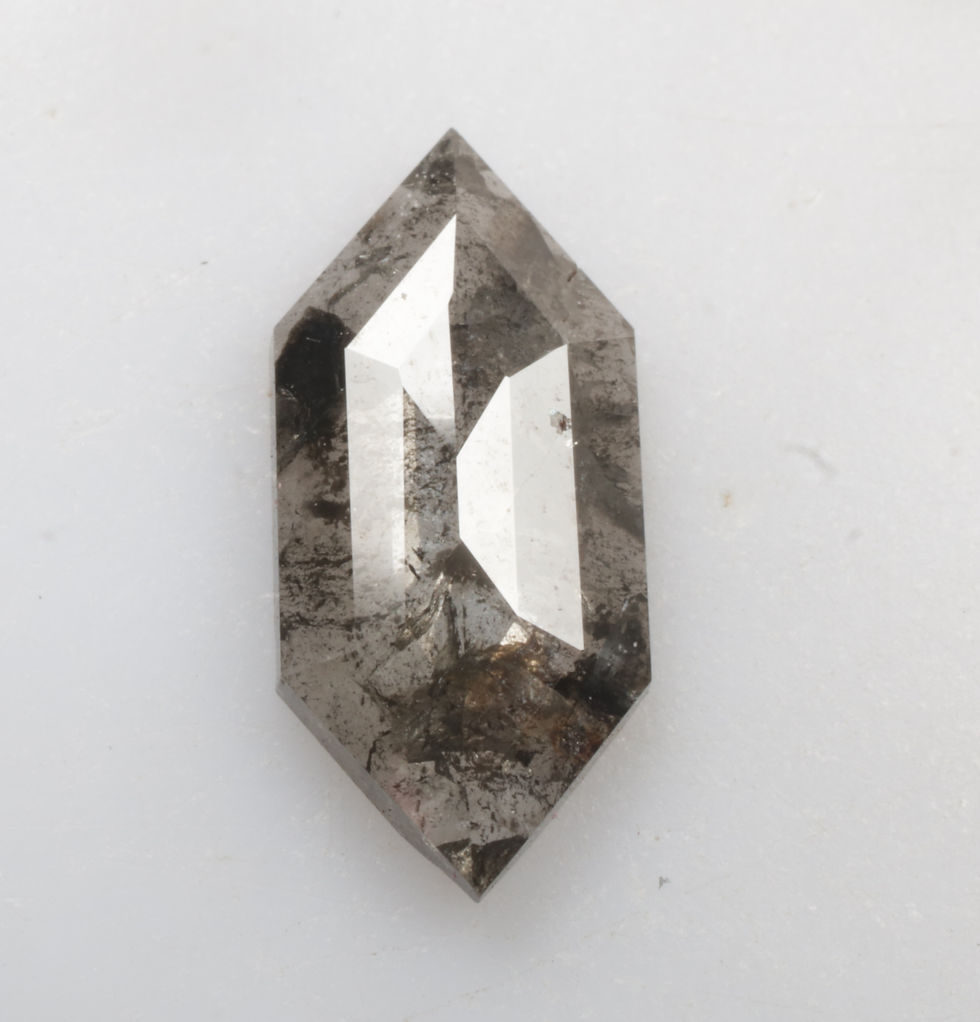 Thumbnail: 0.97 CT 11.0 X 5.2 MM Natural Loose Hexagon Diamond, Salt and Pepper Hexagon cut