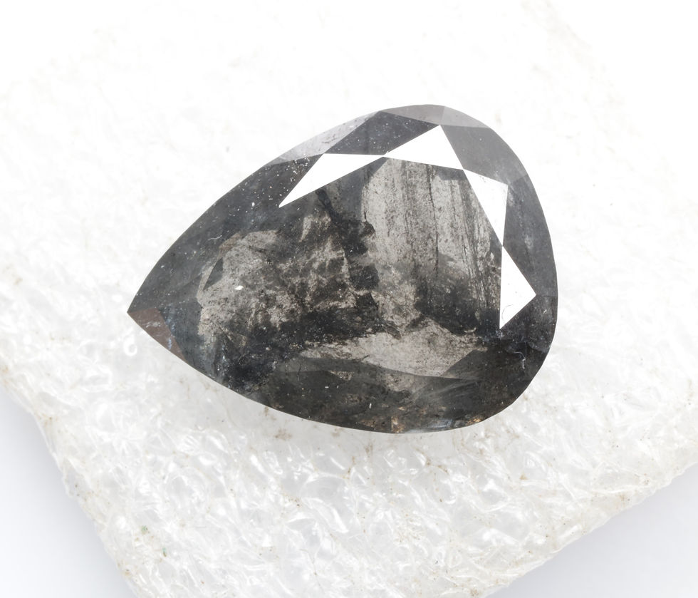 3.04 CT 12.1 X 9.2 MM Natural Pear Full cut Slat and Pepper Diamond Black color