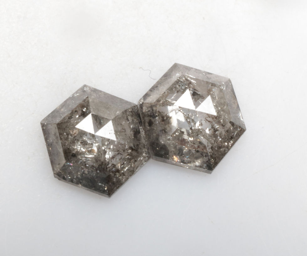 Thumbnail: 1.08 CT 6.7 X 5.6 MM Natural Loose Hexagon cut Diamond Pair for Earrings Gift