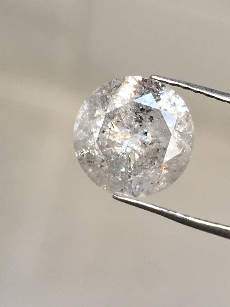 Thumbnail: 2.02 CT 7.8 MM Natural Round Cut Salt and pepper Brilliant cut Diamond
