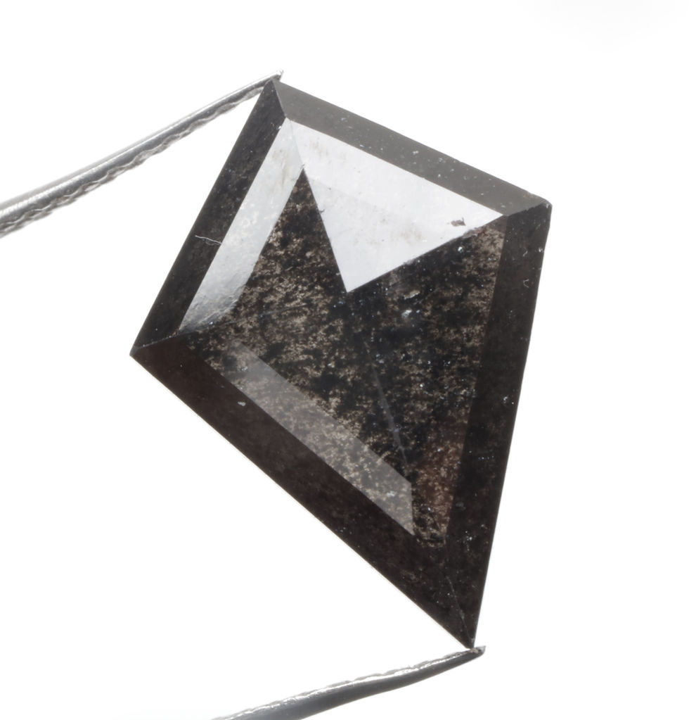 Thumbnail: 3.22 CT 14.6 X 10.8 MM Natural Kite Cut Salt and Pepper Diamond, Black color
