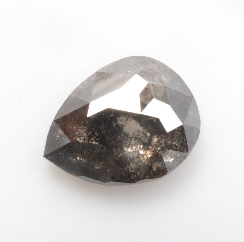 Thumbnail: 2.54 CT 10.1 X 7.9 MM Pear cut Natural Salt and Pepper Diamond, Full Cut