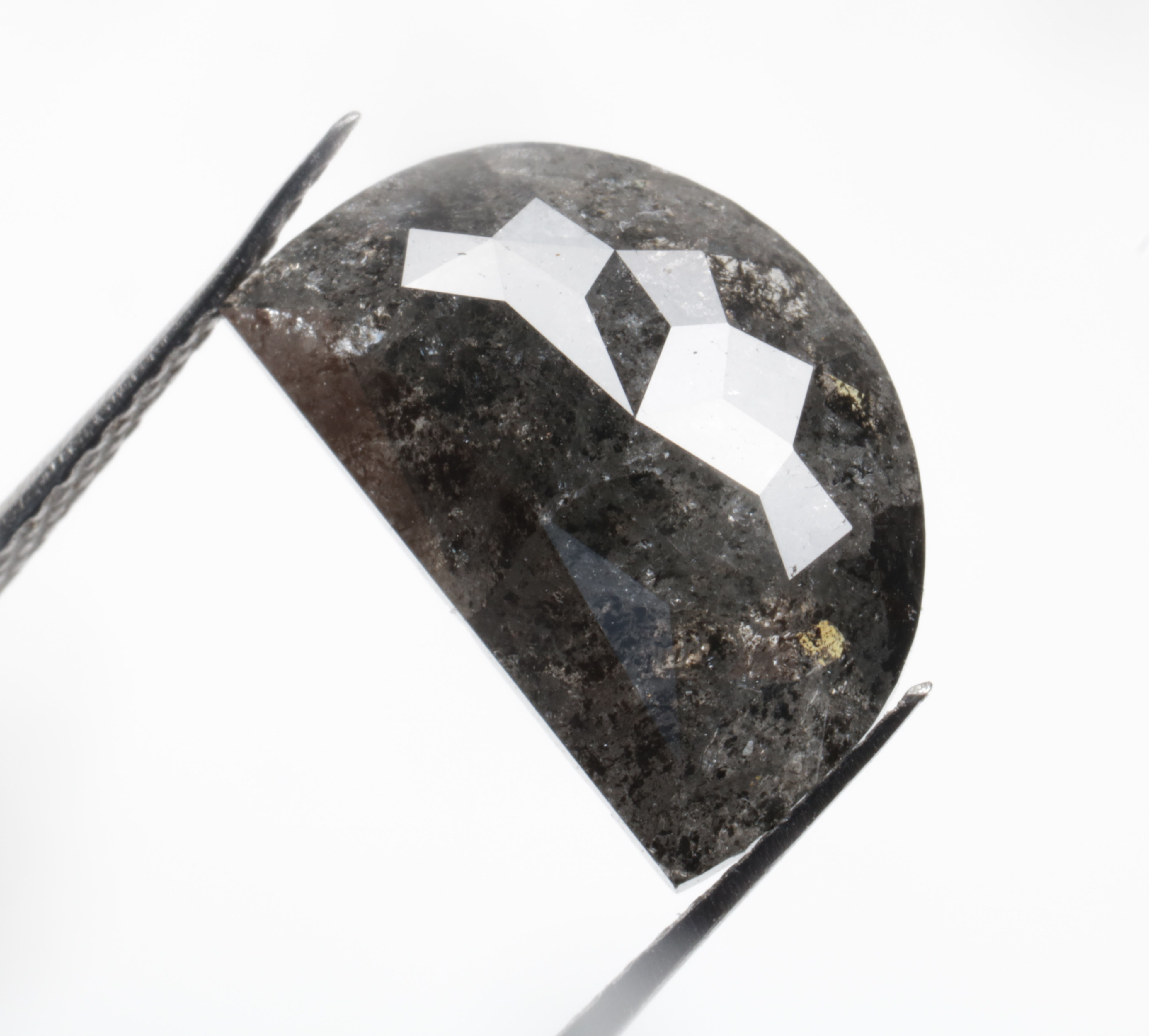 3.47 CT 12.9 X 8.4 MM Natural Half Moon Cut Salt and Pepper Diamond