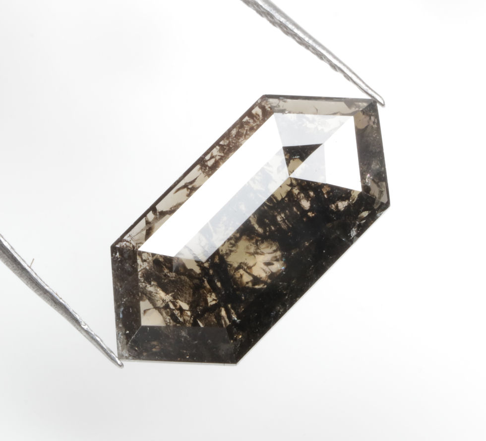 Thumbnail: 2.64 CT 15.8 X 7.4 MM Natural Hexagon Cut Salt and Pepper Diamond, Fancy color