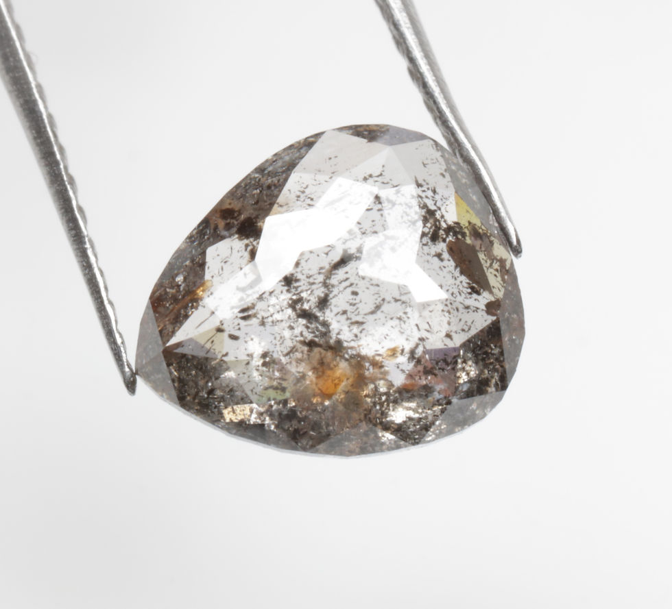 1.07 CT 7.8 X 6.7 MM Natural Pear cut Salt and Pepper Diamond for Wedding Ring