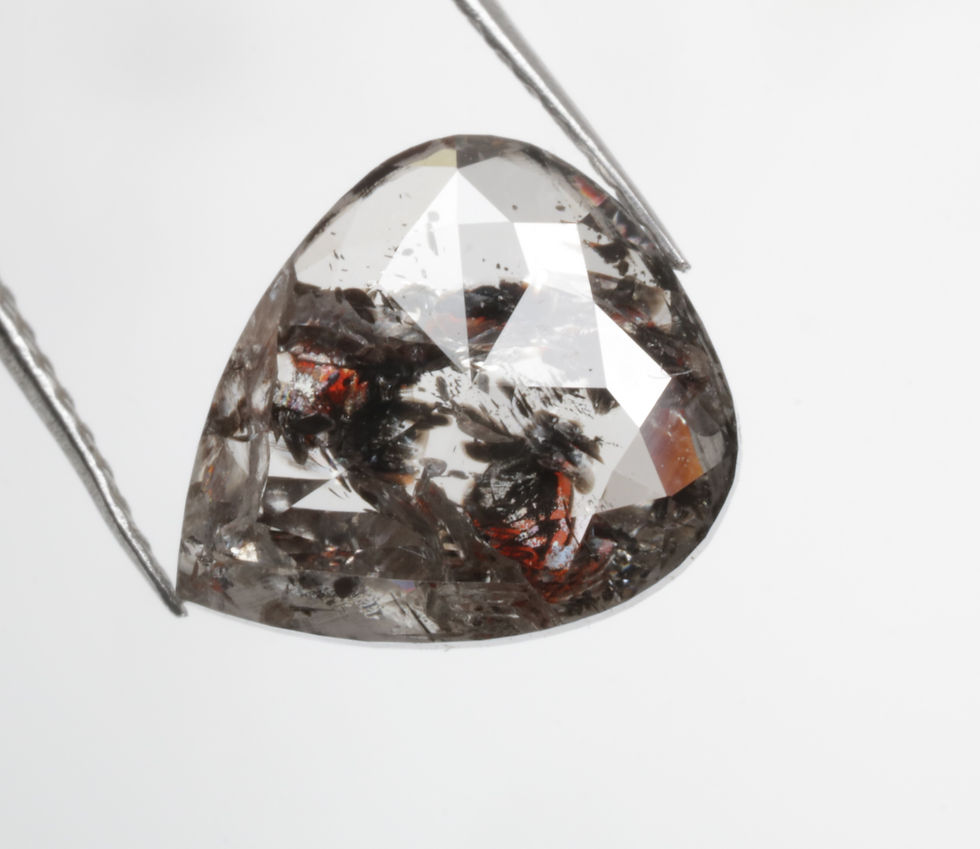 Thumbnail: 2.34 CT 9.8 X 8.4 MM Pear cut Natural salt and Pepper Diamond, Black color
