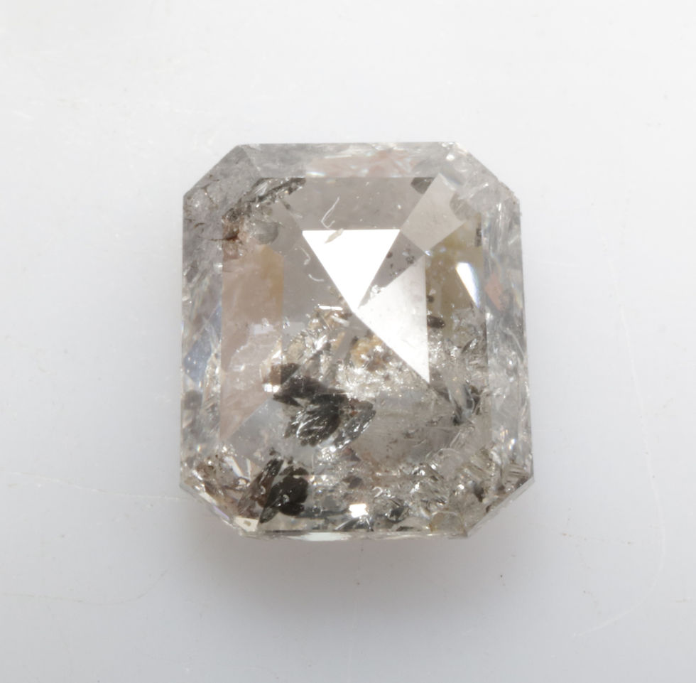 Thumbnail: 0.94 CT 6.0 X 5.3 MM Natural Salt and Pepper Diamond, Emerald cut Diamond