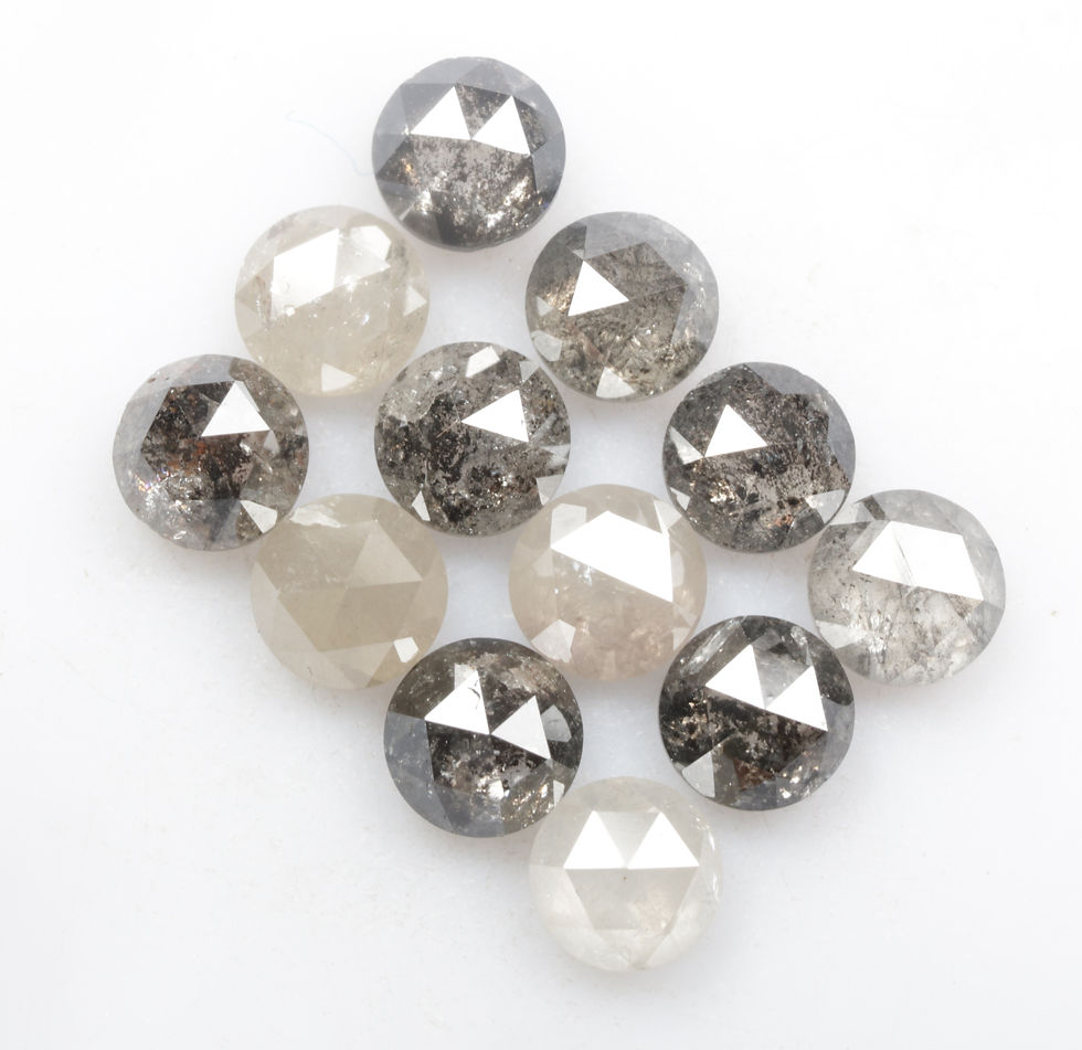Thumbnail: 4.51 CT 4.0 MM Natural Loose Round Rose cut Diamond lot Black Grey Color