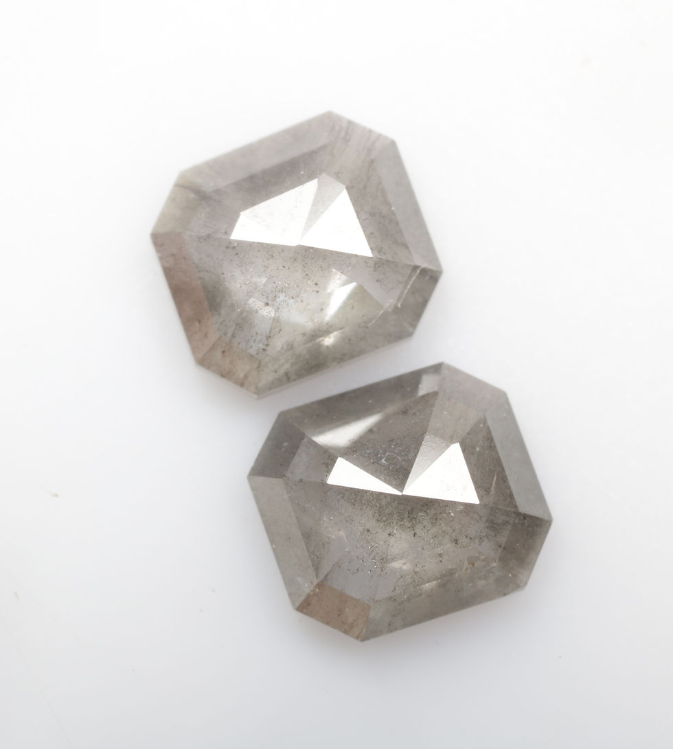 Thumbnail: 2.07 CT Natural Emerald cut Diamond Pair Grey color for Diamond Earrings Gift