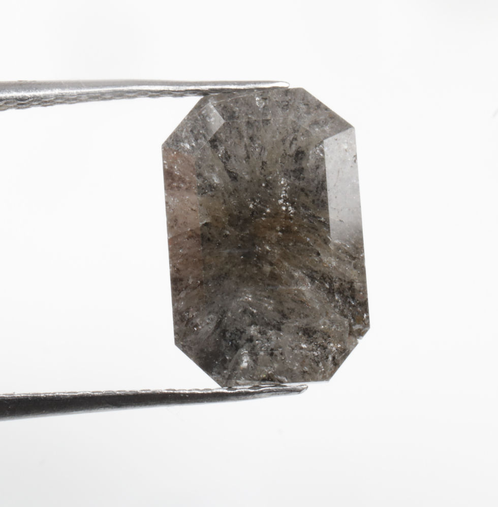 Thumbnail: 2.27 CT 9.8 X 6.5 MM Natural loose Emerald cut Black Grey Diamond for Jewelry