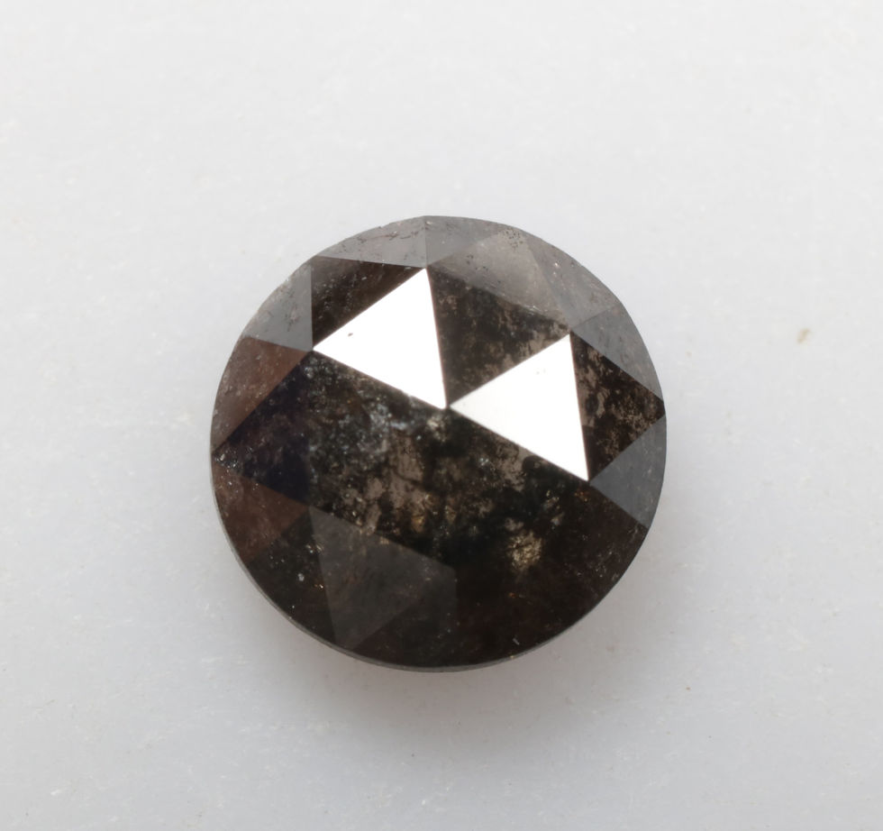 Thumbnail: 0.70 CT 5.6 MM Natural Loose Round Rose Cut Salt and pepper Diamond Black color