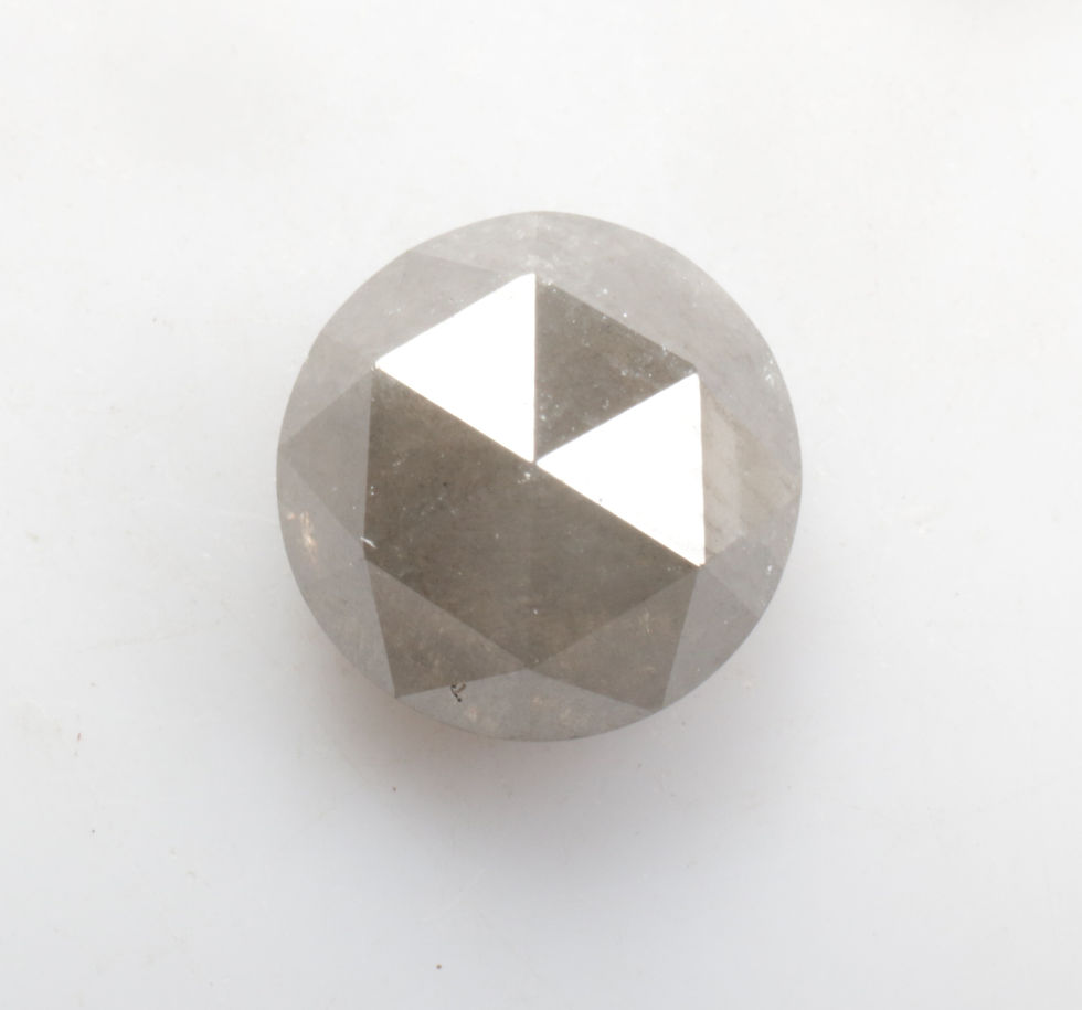 Thumbnail: 1.74 CT 7.1 MM Natural Round Rose cut Salt and Pepper Diamond, Grey color