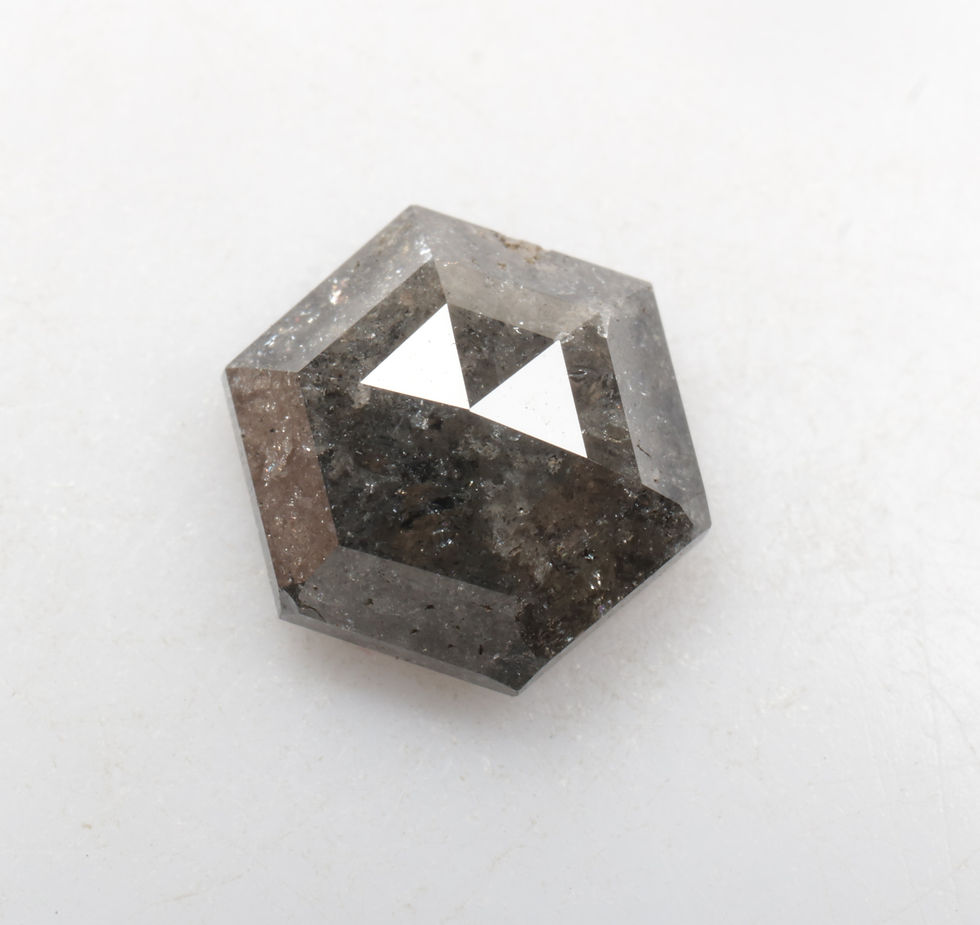 Thumbnail: 1.92 CT 8.7 X 7.7 MM Natural Hexagon Cut Salt and Pepper Diamond For Jewelry
