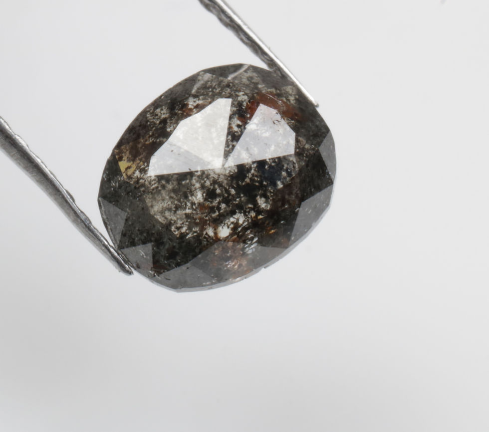 1.0 CT 7.0 X 5.8 MM Natural Oval cut Salt and Pepper Diamond Black color