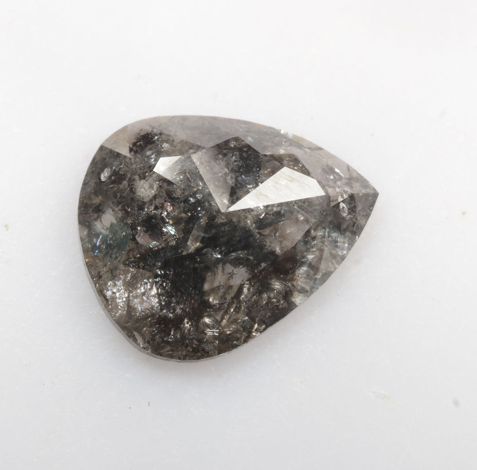 Thumbnail: 1.28 CT 9.1 X 7.6 MM Natural Salt and Pepper Pear Shape Diamond Black color