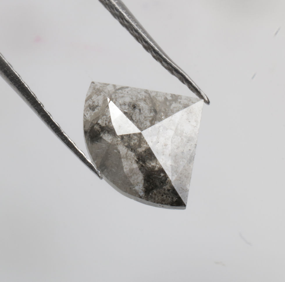 Thumbnail: 0.58 CT 6.6 X 8.1 MM Natural Salt and Pepper Unique Fan cut Diamond