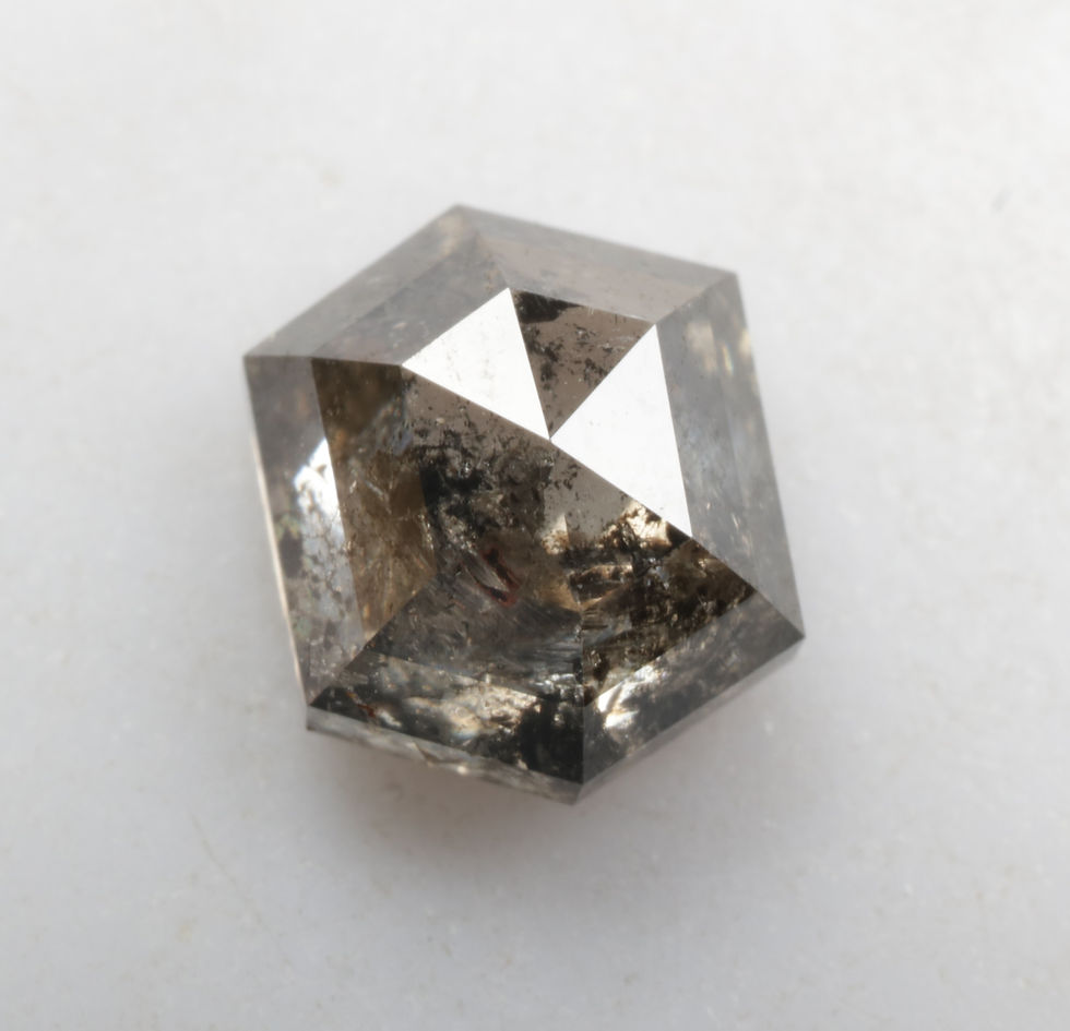 Thumbnail: 1.57 CT 7.1 X 5.9 MM Natural Hexagon Cut Salt and Pepper Diamond For Jewelry