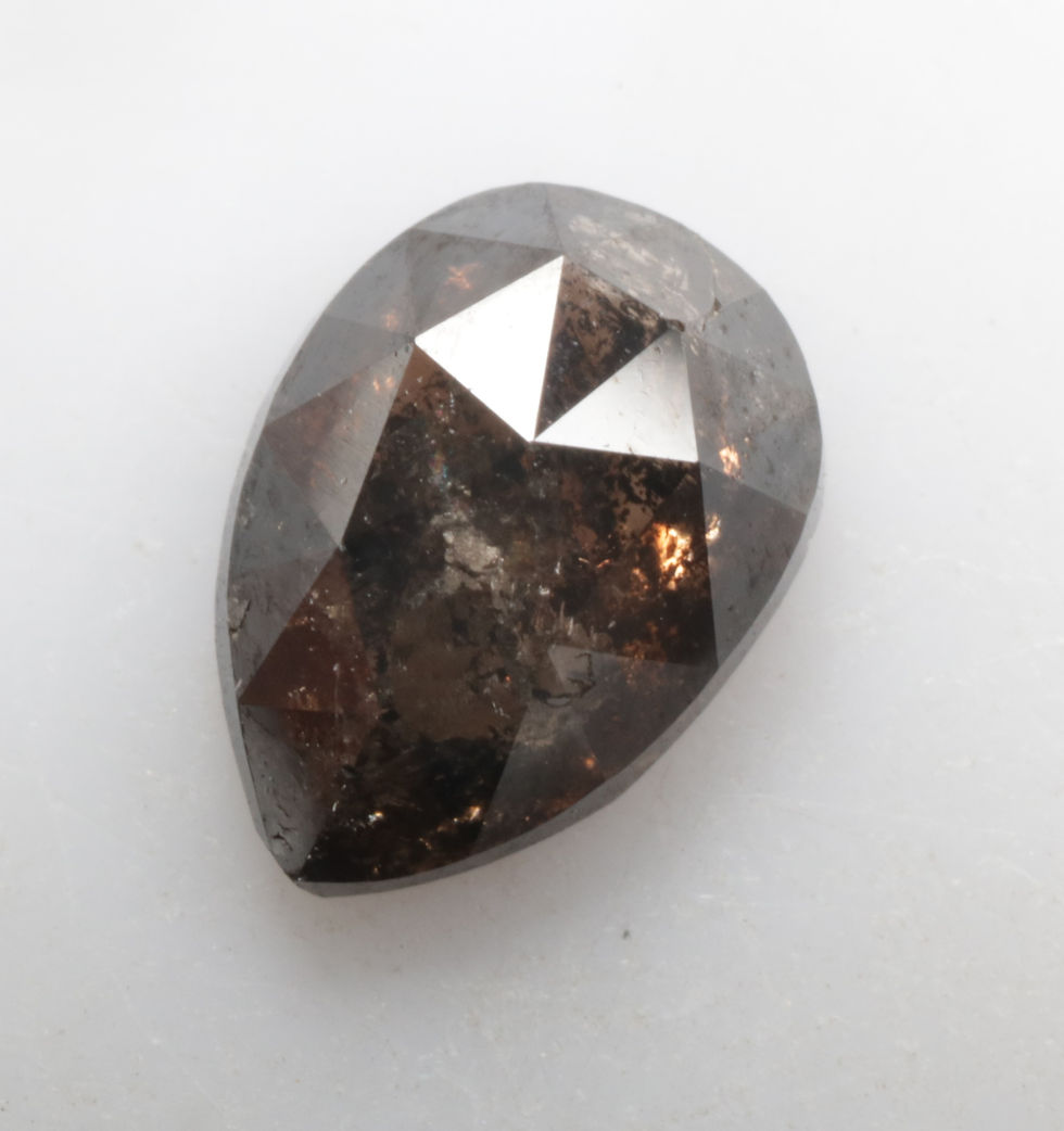Thumbnail: 1.14 CT 7.6 X 5.5 MM Natural Salt and Pepper Pear cut Diamond, Fancy Black color