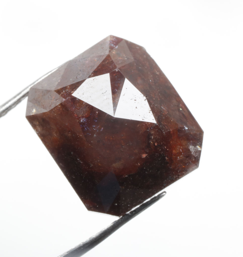 Thumbnail: 5.53 CT 9.9 X 8.7 MM Natural Loose Diamond, Emerald cut Diamond, Dark Red color