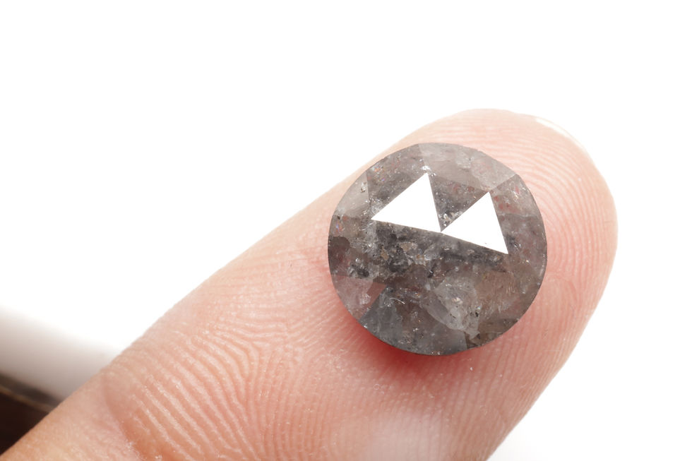Thumbnail: 3.09 CT 10.1 MM Natural Round cut Salt and Pepper Diamond, Black Color