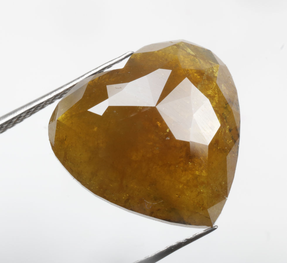 Thumbnail: 6.89 CT 14.1 X 14.0 MM Natural Heart cut Diamond Fancy Yellow color for Wedding