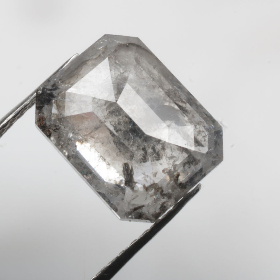 Thumbnail: 2.44 CT 9.0 X 7.1 MM Natural Loose Emerald cut Diamond, Salt and Pepper Emerald