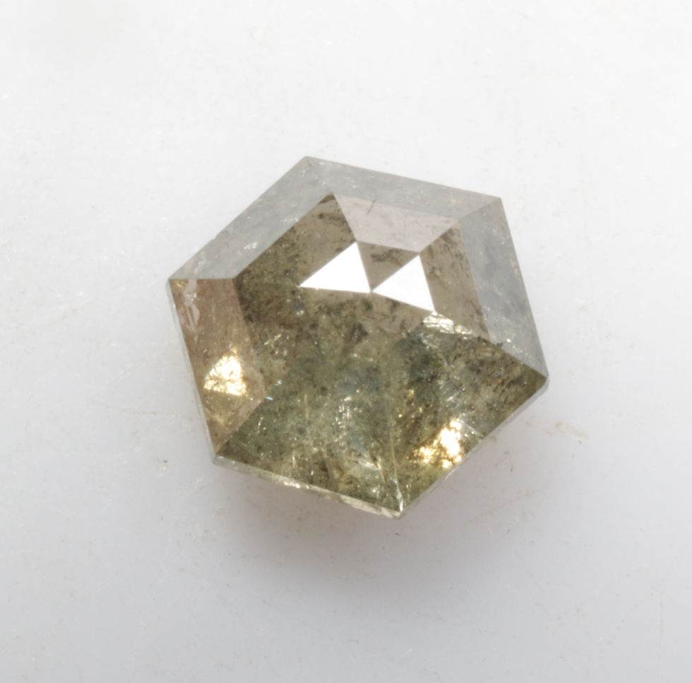 Thumbnail: 0.74 CT 6.0 X 5.1 MM Natural Hexagon Cut Salt and Pepper Diamond Fancy color