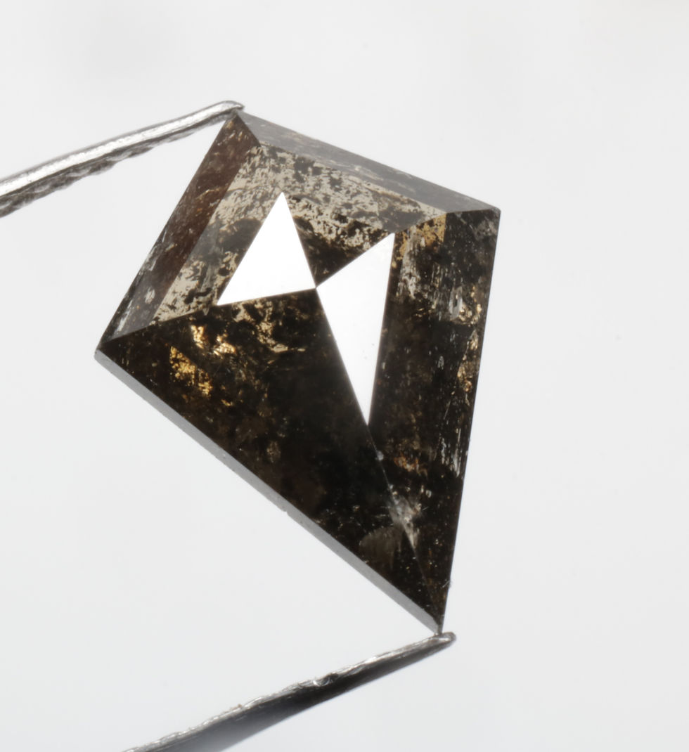 Thumbnail: 1.50 CT 10.6 X 8.0 MM Kite cut Natural Salt and Pepper Diamond for Kite Ring