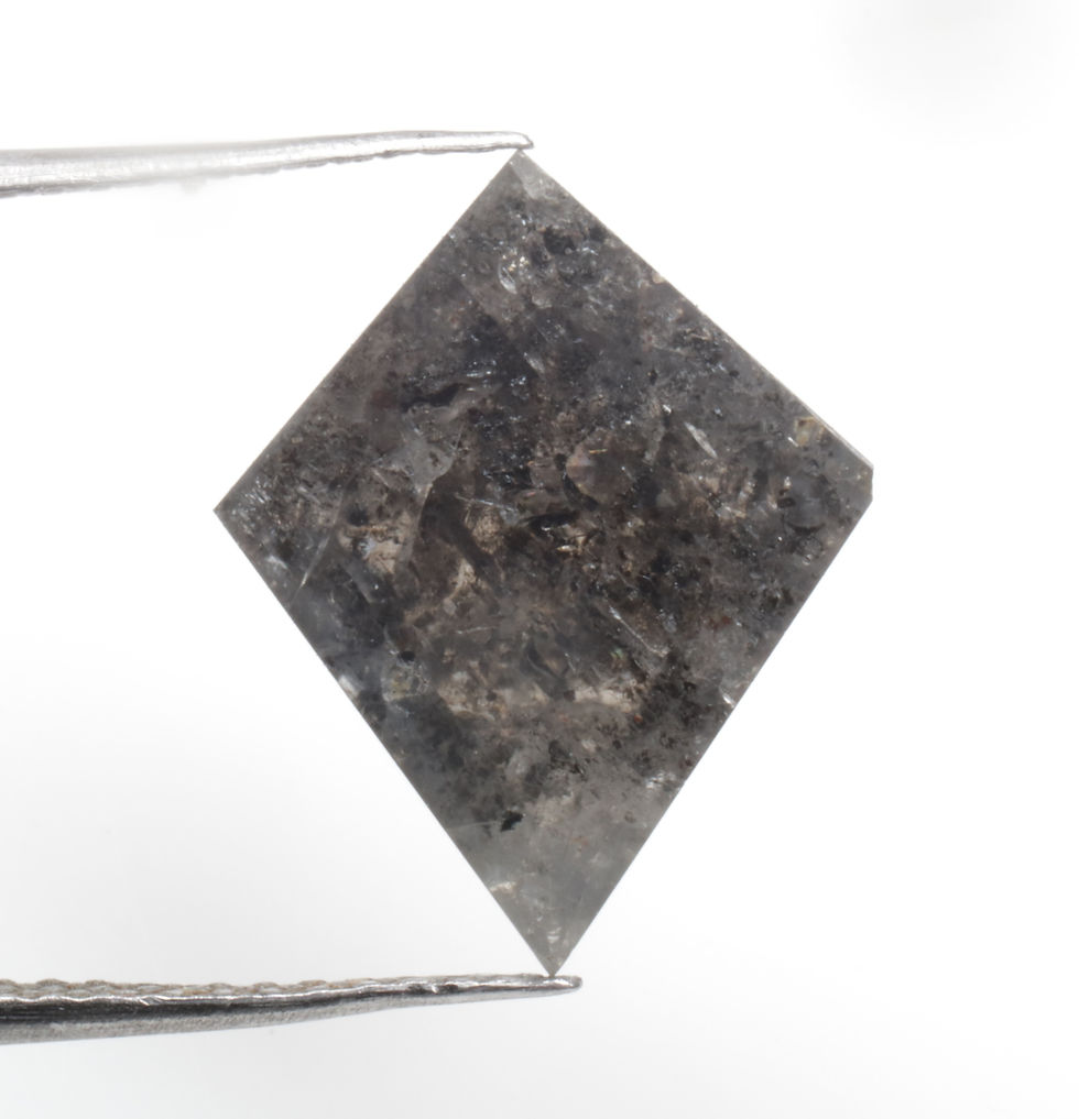Thumbnail: 2.59 CT 13.9 X 11.0 MM Natural Kite Cut Salt and Pepper Diamond for Kite Ring