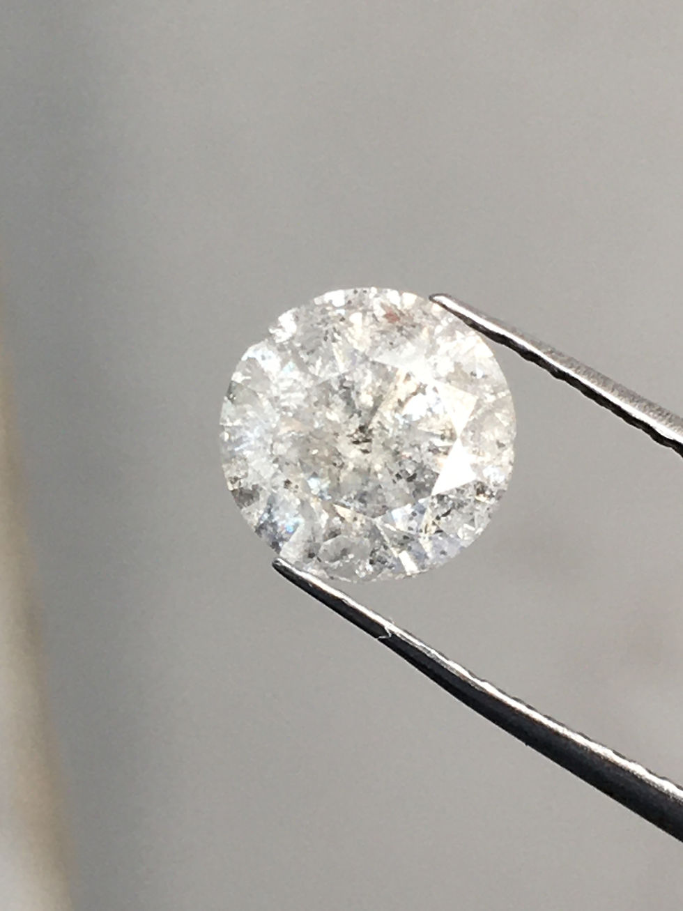 Thumbnail: 0.98 CT 6.3 MM Natural Round Cut Salt and pepper Brilliant cut Diamond