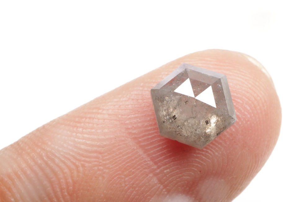 Thumbnail: 1.67 CT 7.8 X 6.9 MM Natural Hexagon Cut Salt and Pepper Diamond, Grey color