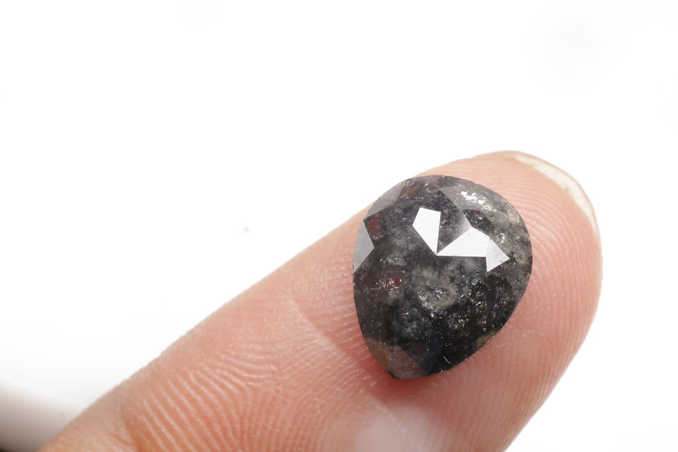 Thumbnail: 2.99 CT 10.9 X 9.0 MM Natural Pear cut Salt and Pepper Diamond, Black color