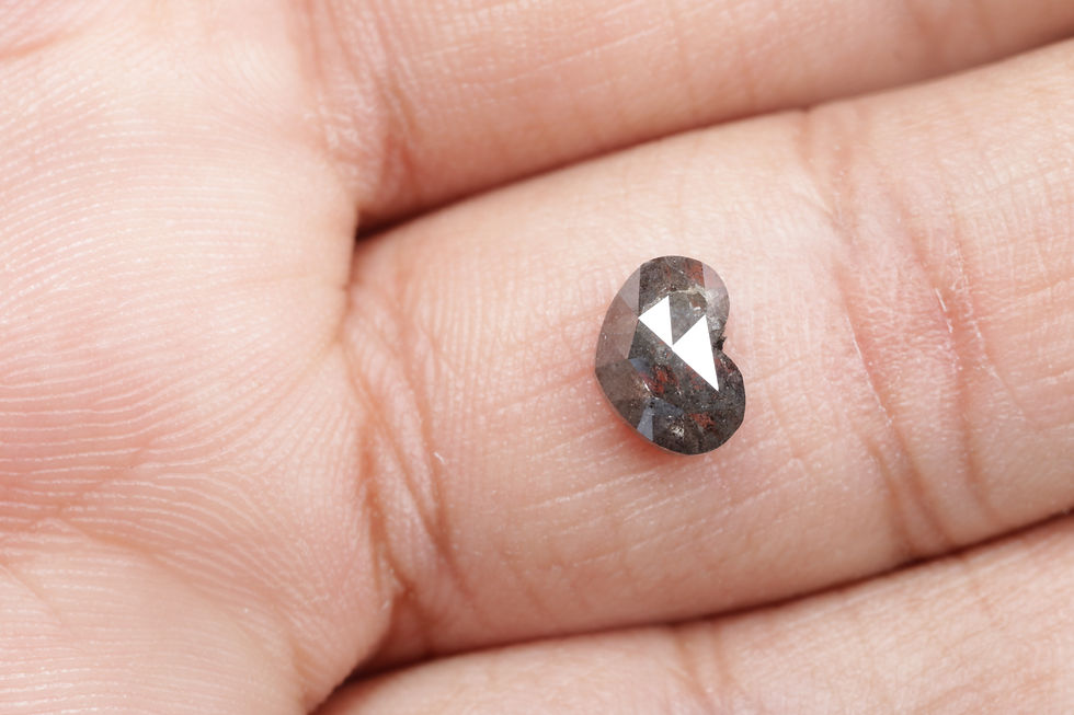 Thumbnail: 0.99 CT 5.2 X 7.2 MM Natural Salt and Pepper Heart Shape Diamond for Love ring