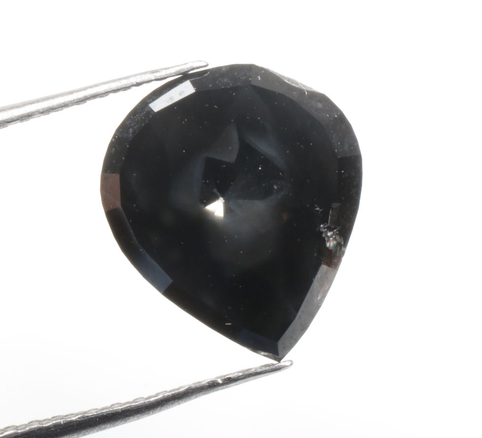 Thumbnail: 3.05 CT 10.2 X 9.0 MM Natural Pear cut Salt and Pepper Full cut Diamond