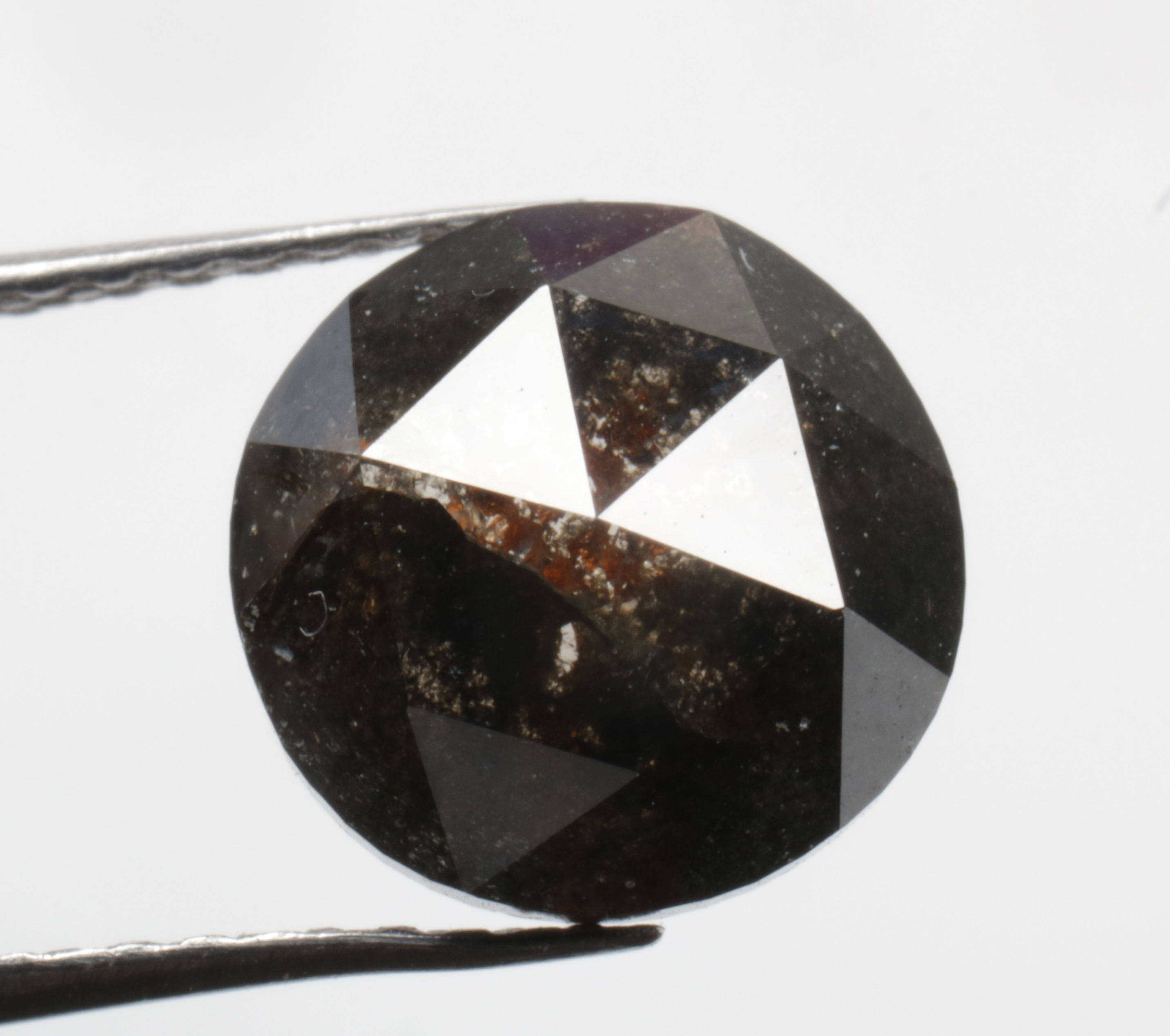 1.79 CT 7.9 MM Natural Loose Round Rose Cut Fancy Black color Diamond